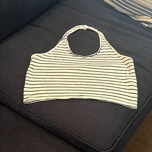 Garage Black & White Striped Halter Crop